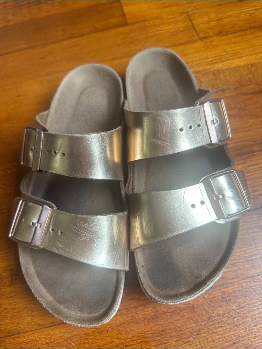 Birkenstock Kids Metallic Rose Gold Two-Strap Sandals size 7.5 US